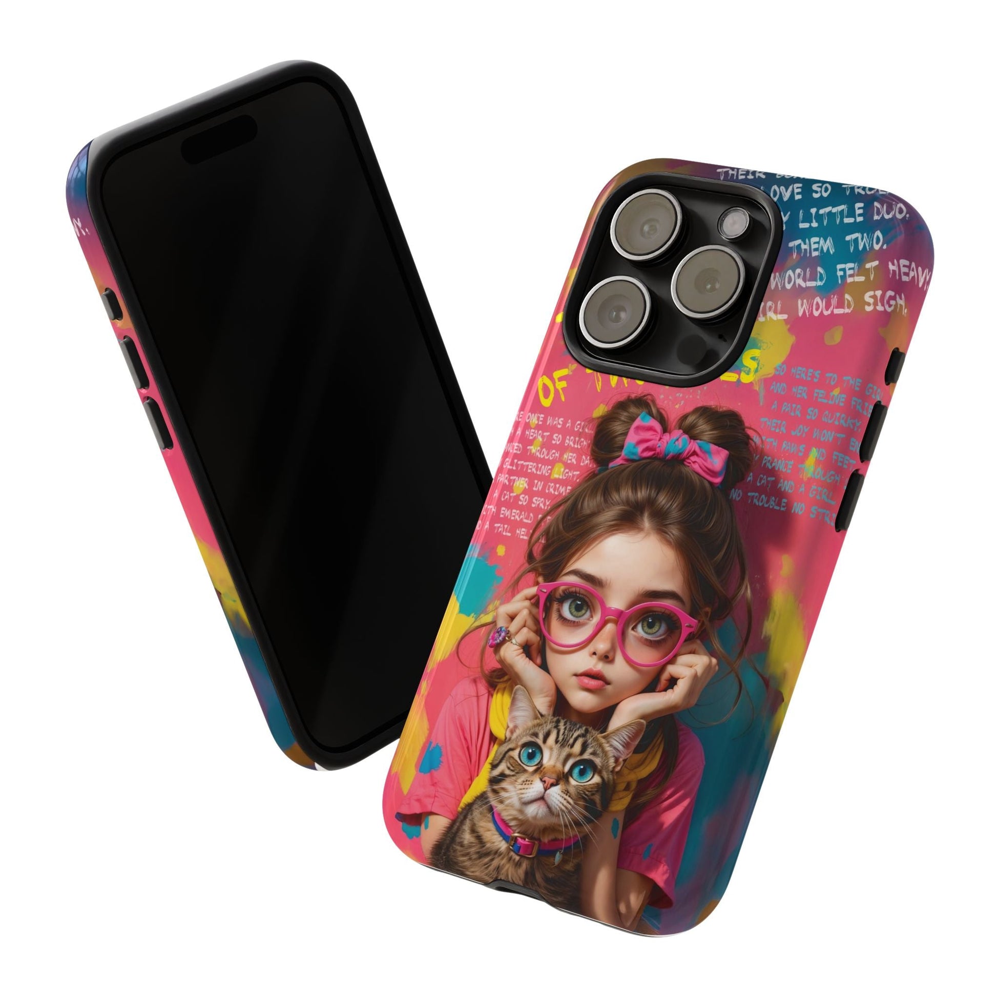 iPhone Cases - Cute Girl and Cat Street Art Style Design - LucyKay store