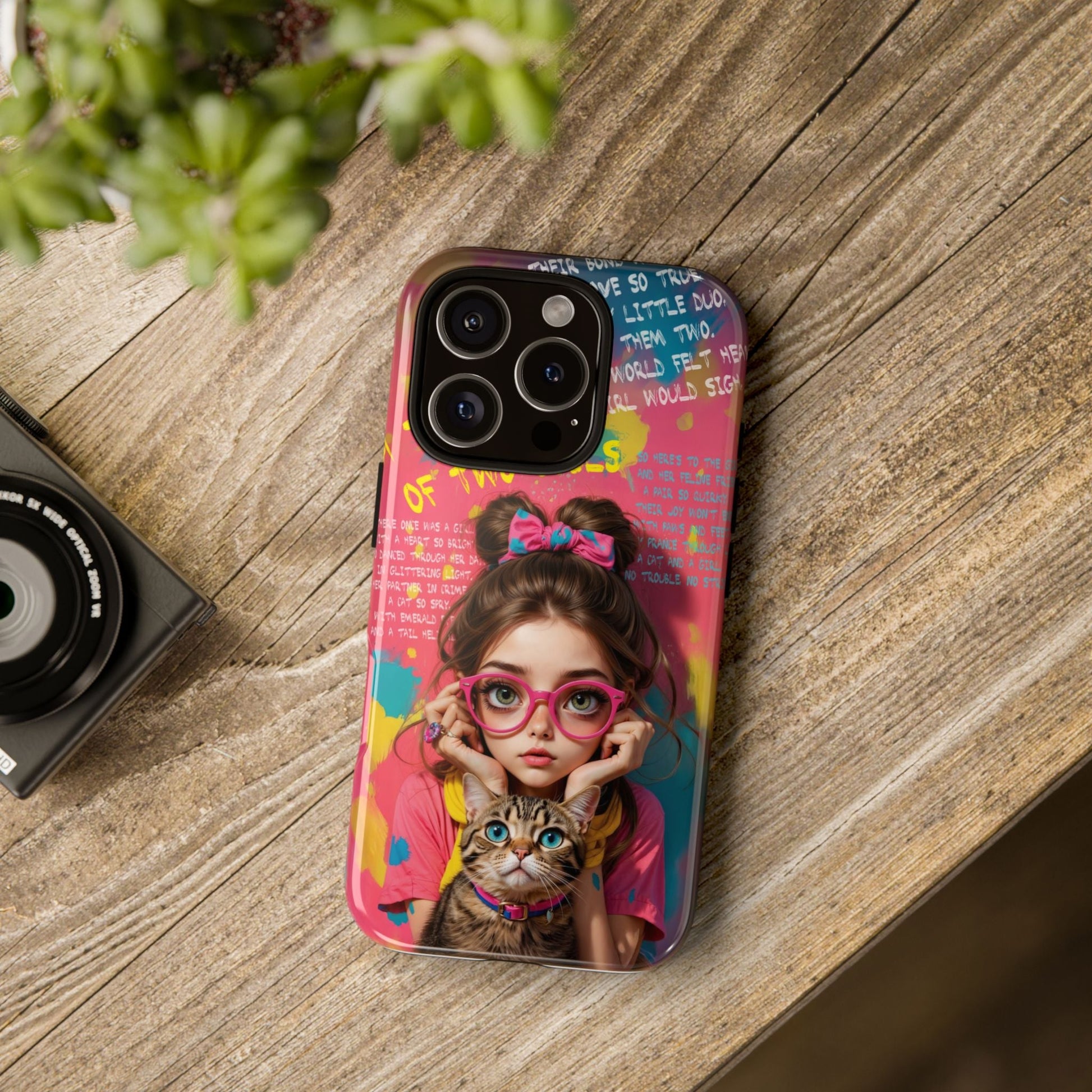 iPhone Cases - Cute Girl and Cat Street Art Style Design - LucyKay store