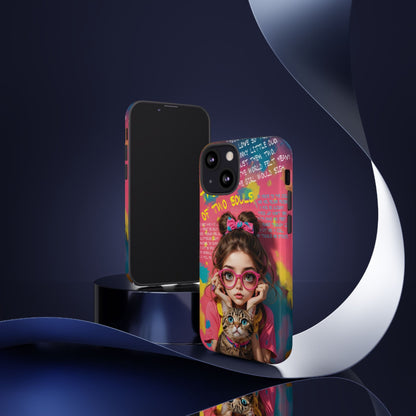 iPhone Cases - Cute Girl and Cat Street Art Style Design - LucyKay store