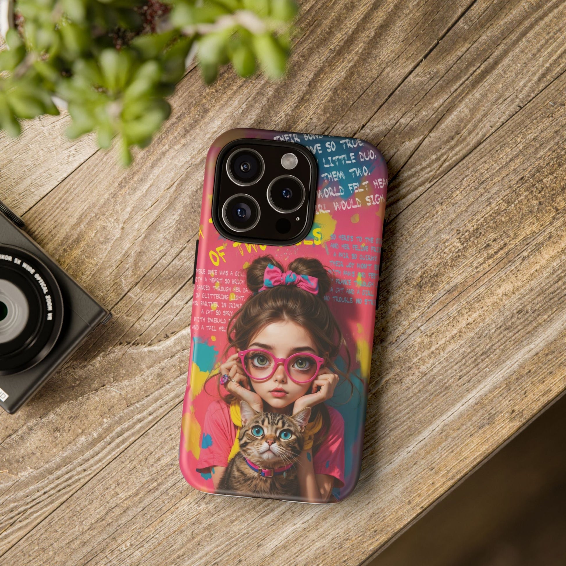 iPhone Cases - Cute Girl and Cat Street Art Style Design - LucyKay store