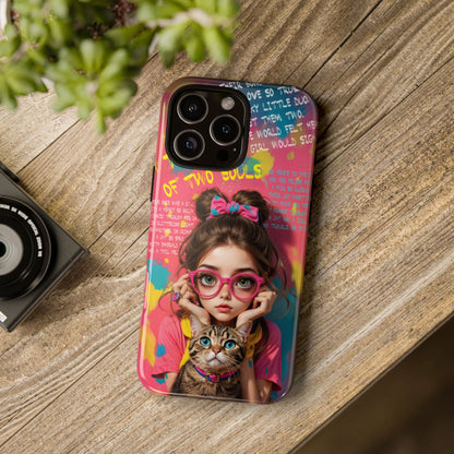 iPhone Cases - Cute Girl and Cat Street Art Style Design - LucyKay store