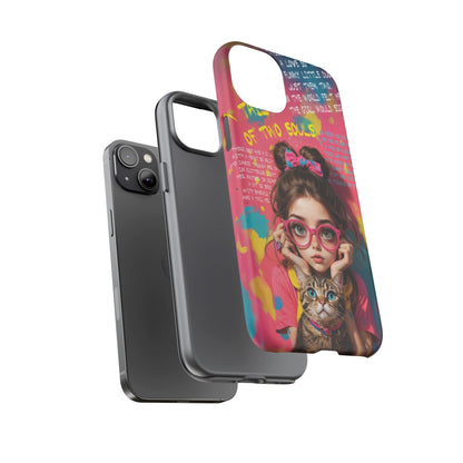 iPhone Cases - Cute Girl and Cat Street Art Style Design - LucyKay store