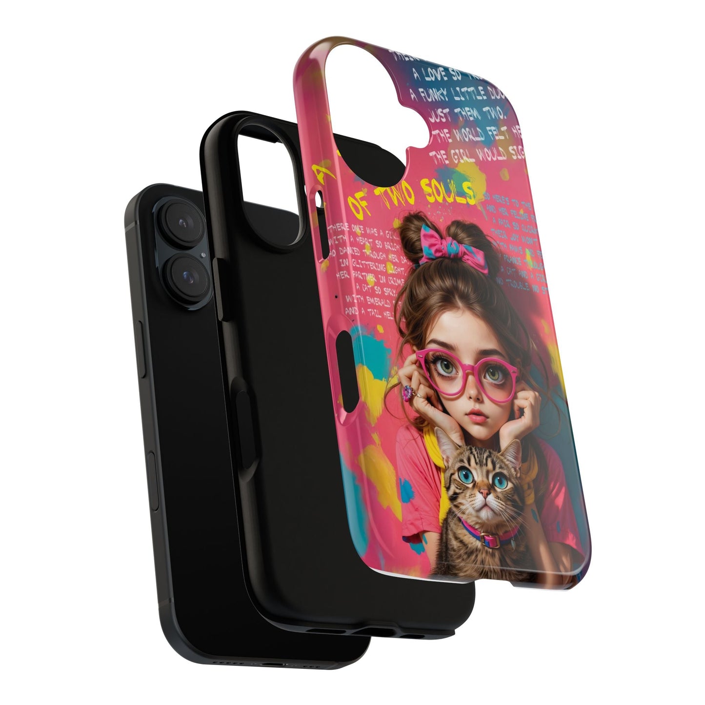 iPhone Cases - Cute Girl and Cat Street Art Style Design - LucyKay store