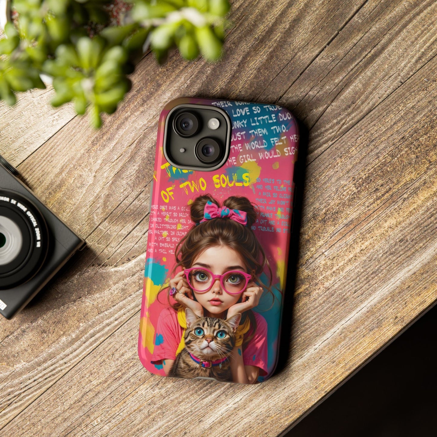 iPhone Cases - Cute Girl and Cat Street Art Style Design - LucyKay store