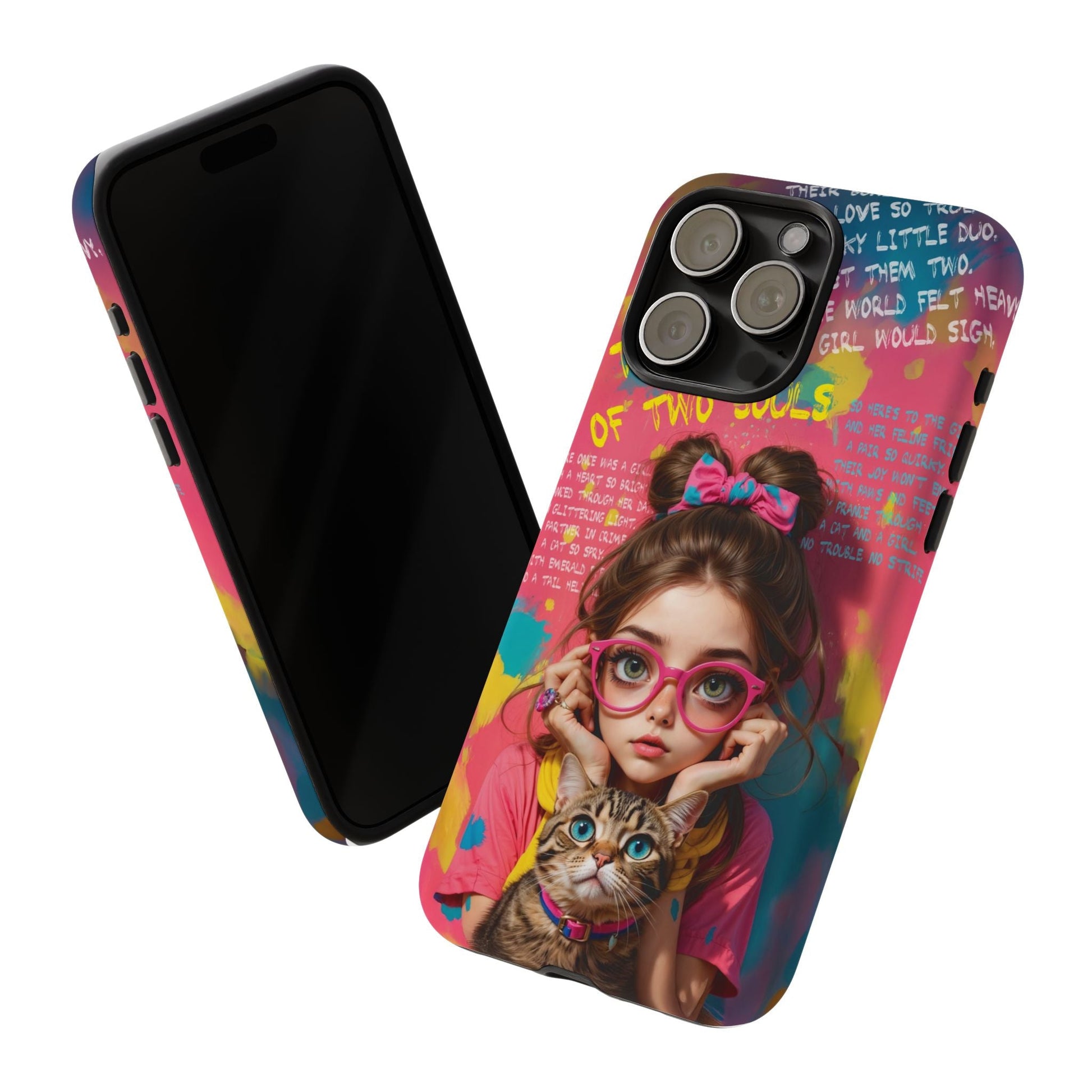 iPhone Cases - Cute Girl and Cat Street Art Style Design - LucyKay store
