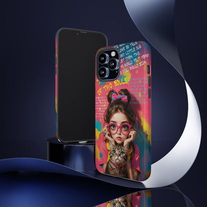iPhone Cases - Cute Girl and Cat Street Art Style Design - LucyKay store
