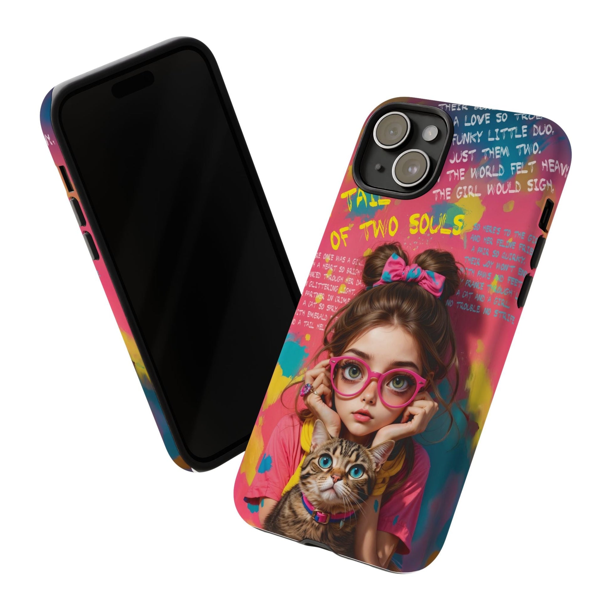 iPhone Cases - Cute Girl and Cat Street Art Style Design - LucyKay store