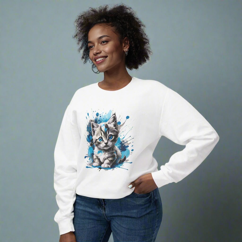 Kitten Watercolor Sweatshirt | Cute Cat Lover Crewneck Gift - LucyKay store