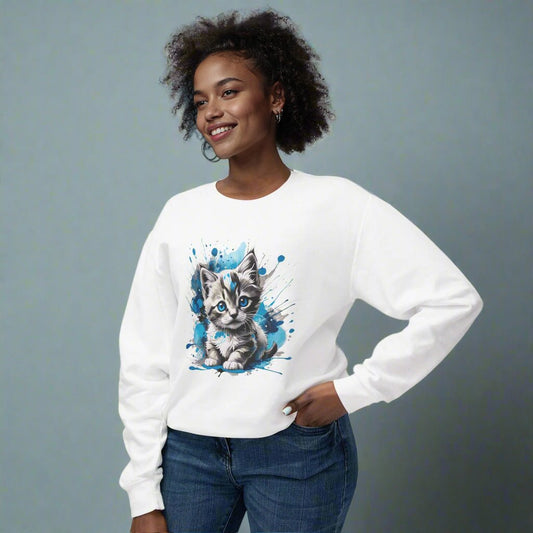 Kitten Watercolor Sweatshirt | Cute Cat Lover Crewneck Gift - LucyKay store