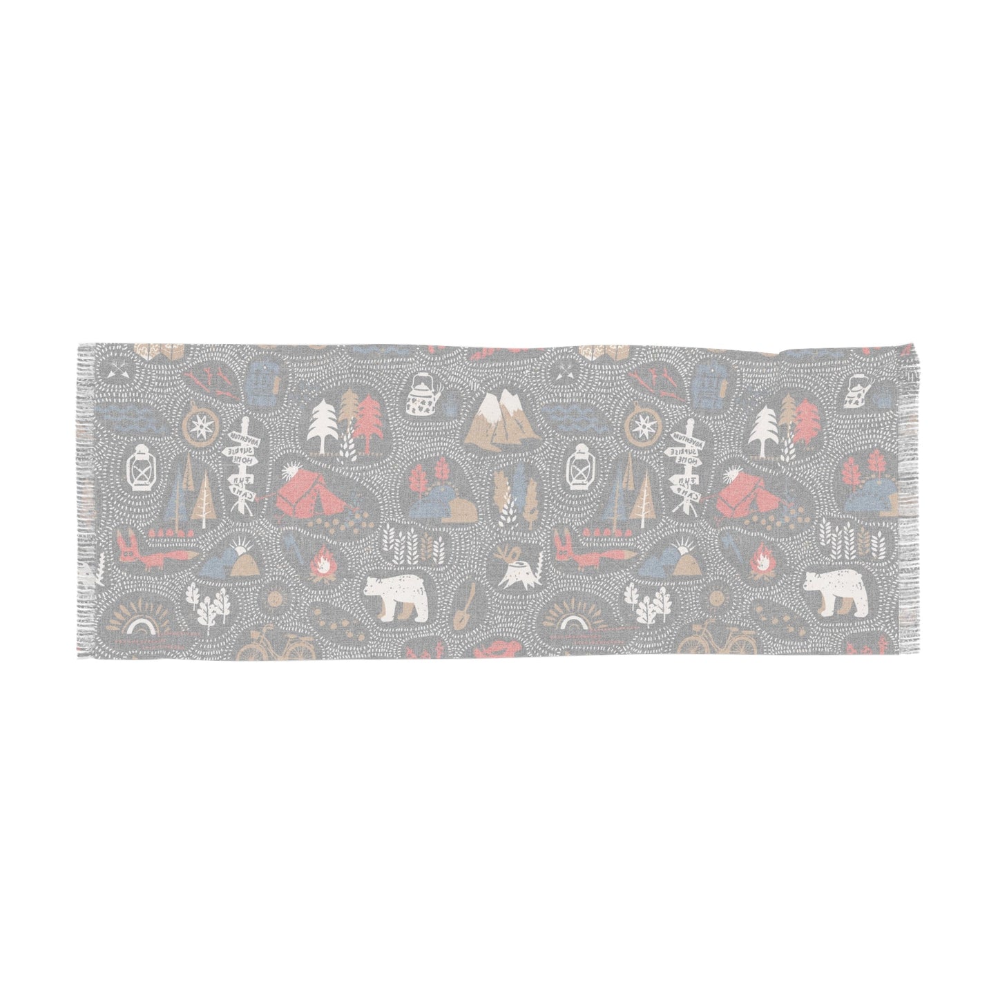 Light Scarf - Camping and Hiking Doodles Seamless Pattern - LucyKay store