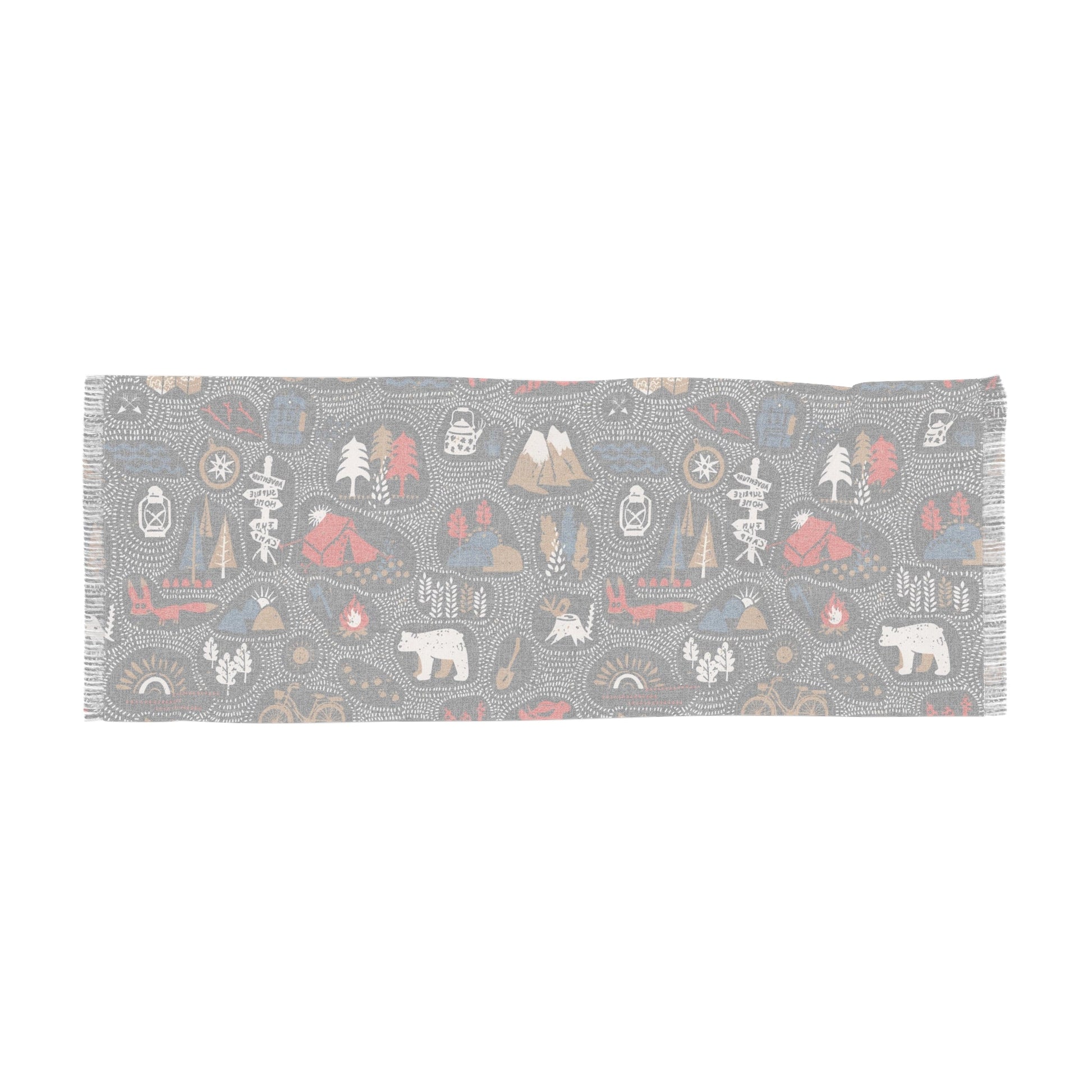 Light Scarf - Camping and Hiking Doodles Seamless Pattern - LucyKay store