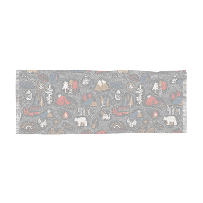Light Scarf - Camping and Hiking Doodles Seamless Pattern - LucyKay store