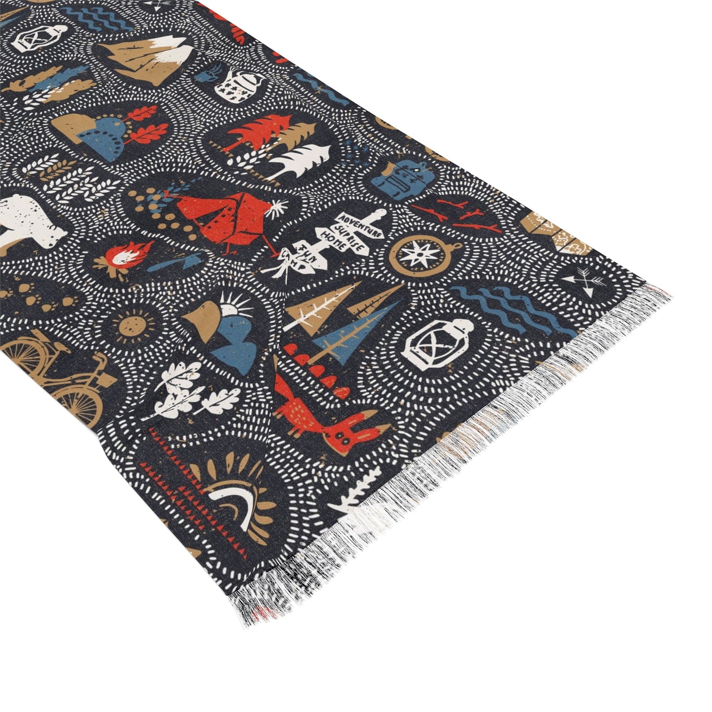 Light Scarf - Camping and Hiking Doodles Seamless Pattern - LucyKay store