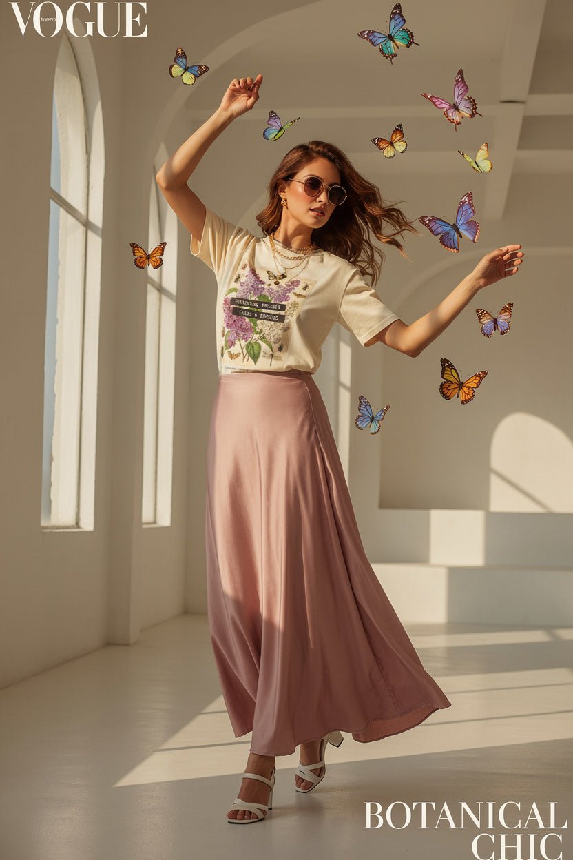Lilac Floral T-Shirt | Vintage Garment - Dyed Cotton Tee - LucyKay store