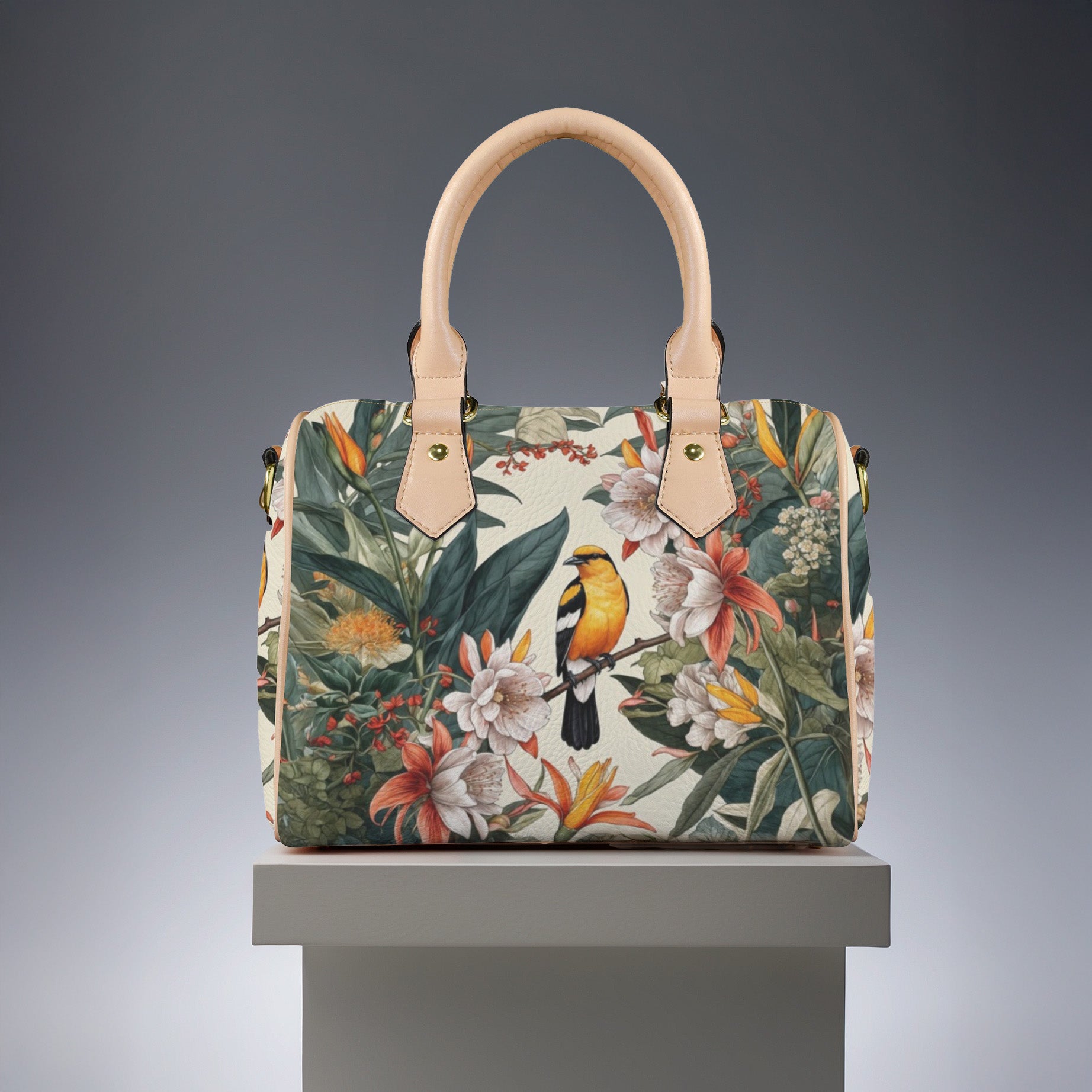 Tropical Bird & Botanical Print Satchel Handbag - LucyKay store