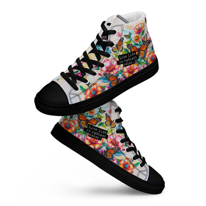 Women's Floral Butterfly High - Top Canvas Sneakers | Colorful Artistic Shoes - LucyKay store