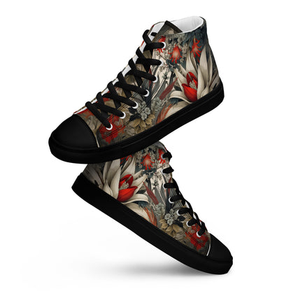 Women's Floral High - Top Canvas Sneakers | Comfortable Artistic Shoes - LucyKay store