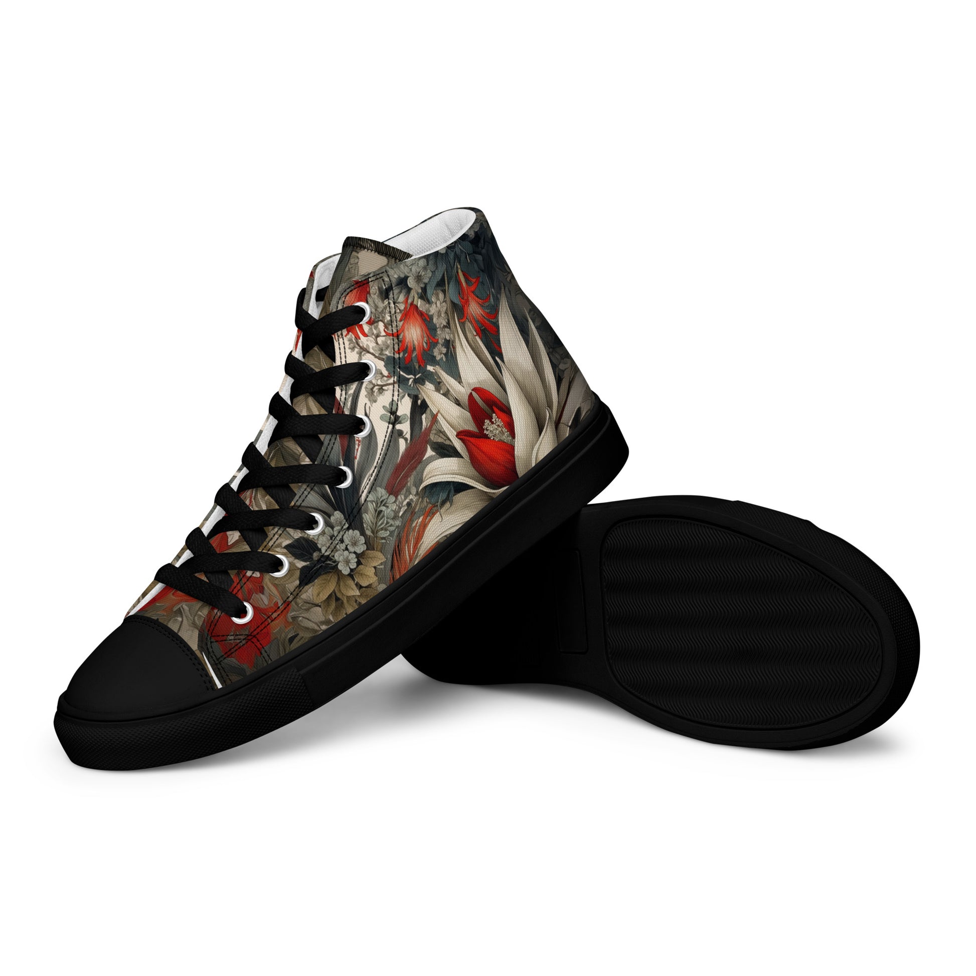 Women's Floral High - Top Canvas Sneakers | Comfortable Artistic Shoes - LucyKay store