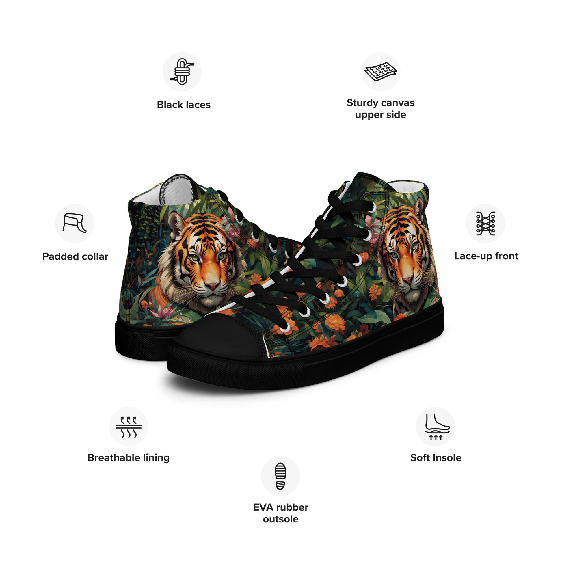 Tiger & Jungle High - Top Canvas Shoes - LucyKay store
