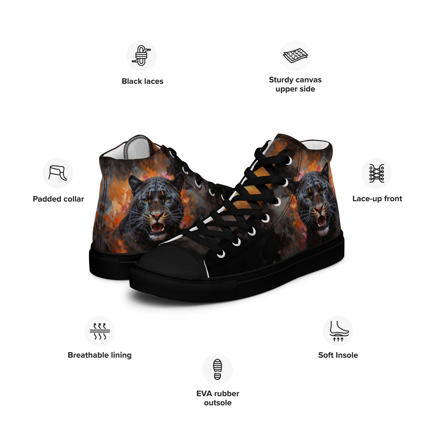 Men’s high top canvas shoes - BLack Panther - LucyKay store