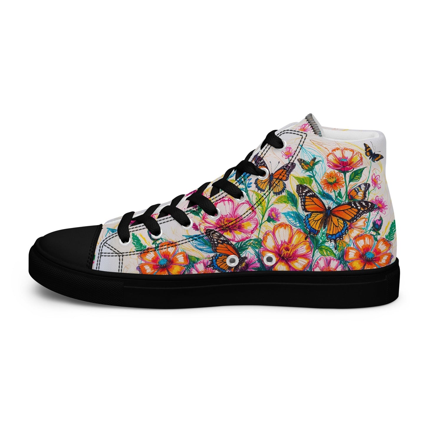 Men's Floral & Butterfly High - Top Canvas Shoes - LucyKay store