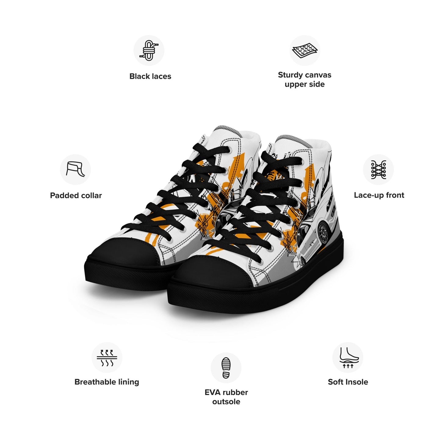 Men’s high top canvas shoes - Racing car - LucyKay store