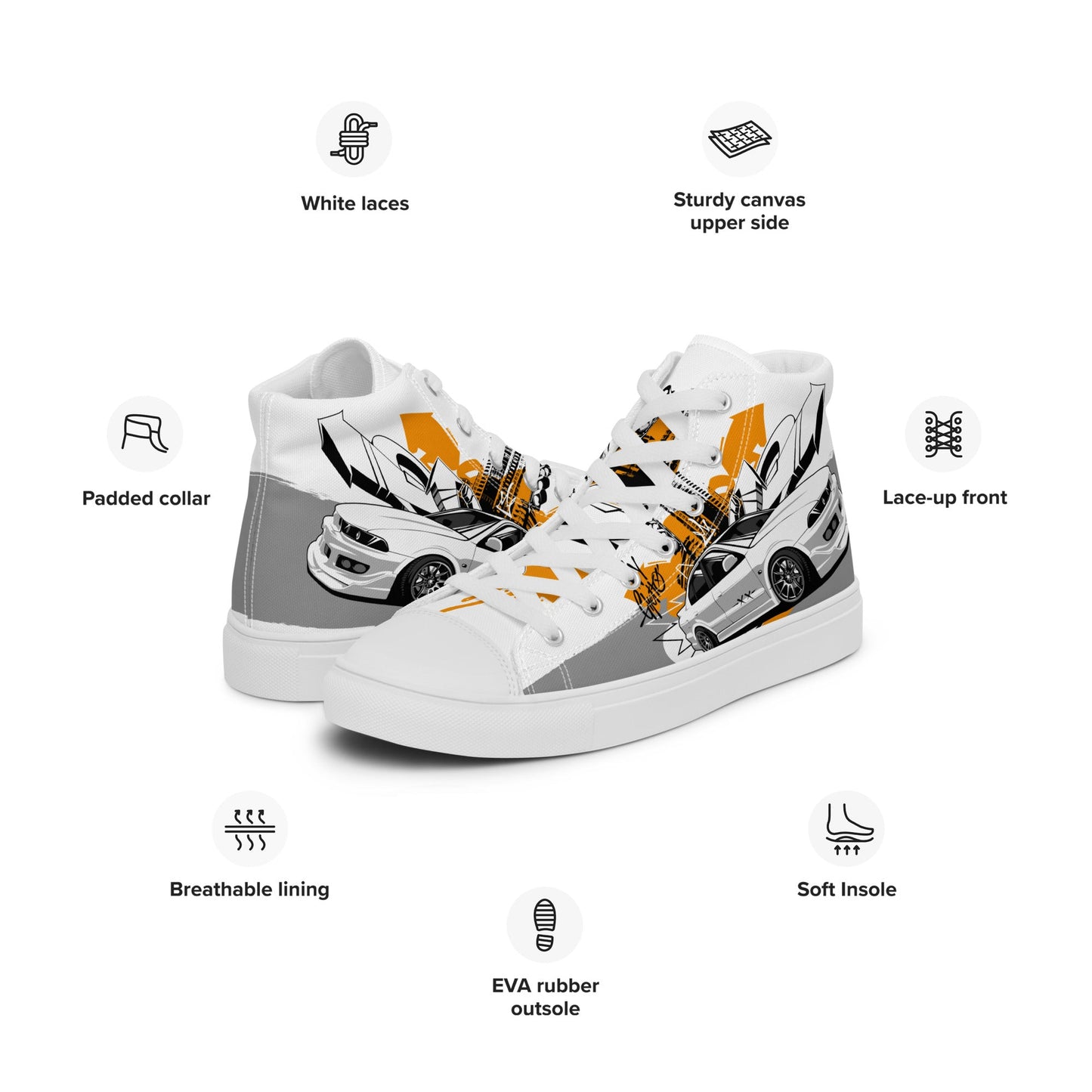 Men’s high top canvas shoes - Racing car - LucyKay store