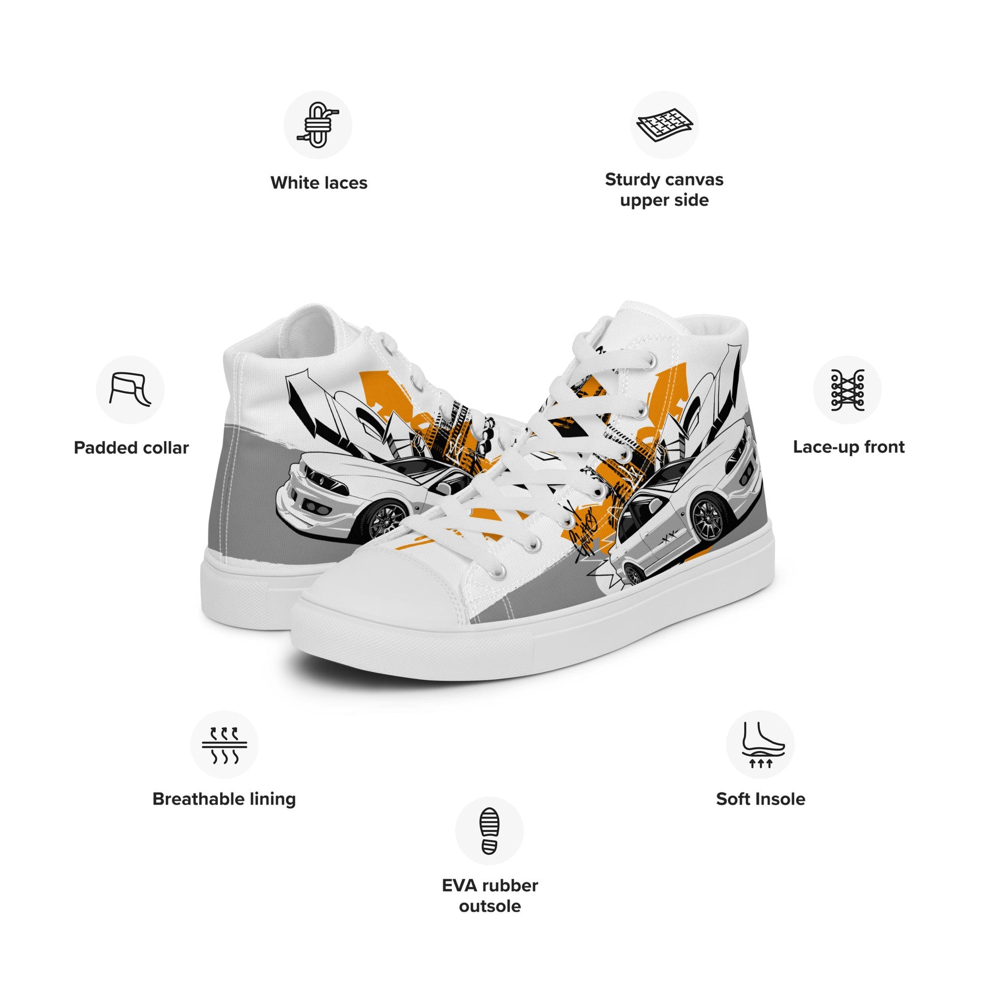 Men’s high top canvas shoes - Racing car - LucyKay store
