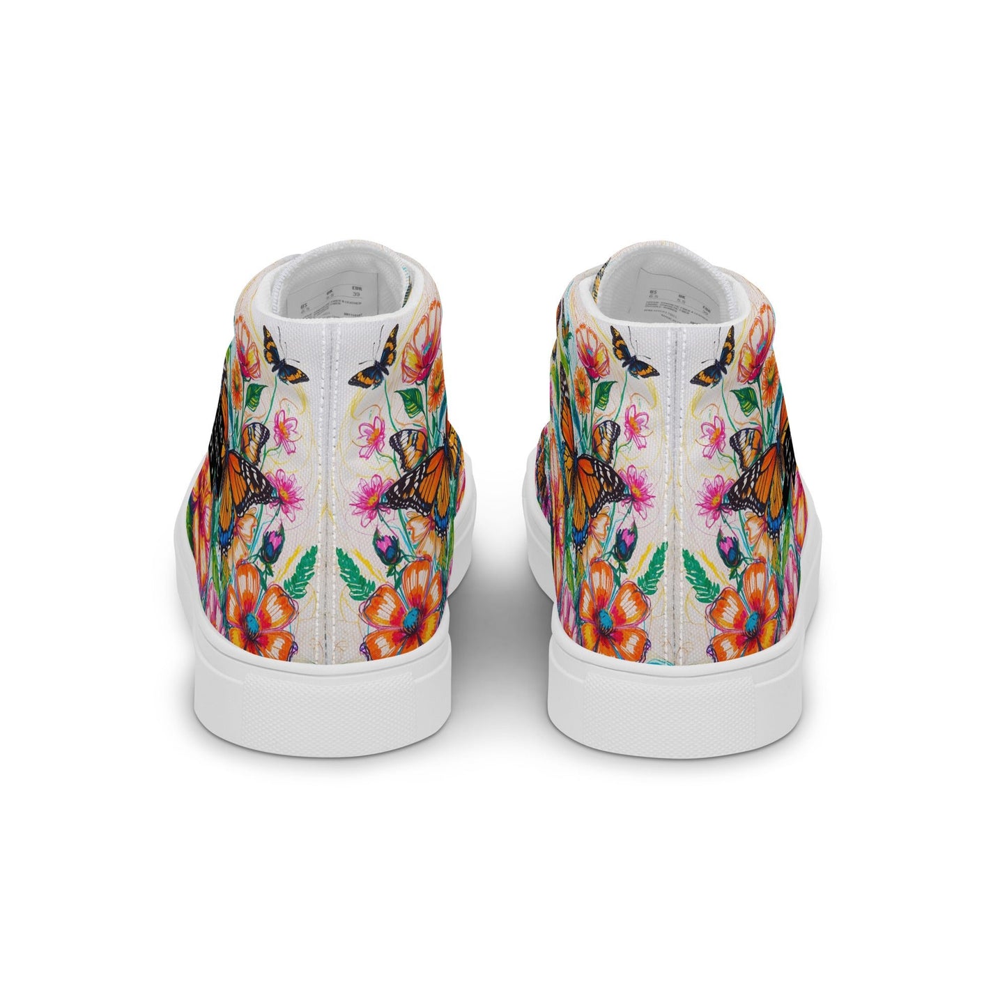 Women's Floral Butterfly High - Top Canvas Sneakers | Colorful Artistic Shoes - LucyKay store