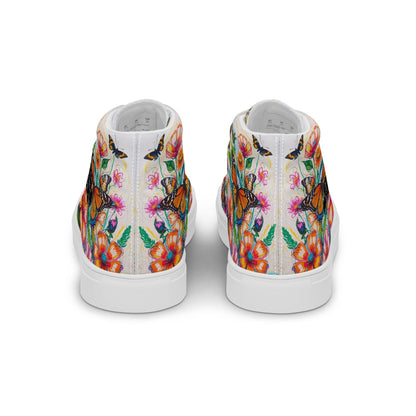 Women's Floral Butterfly High - Top Canvas Sneakers | Colorful Artistic Shoes - LucyKay store