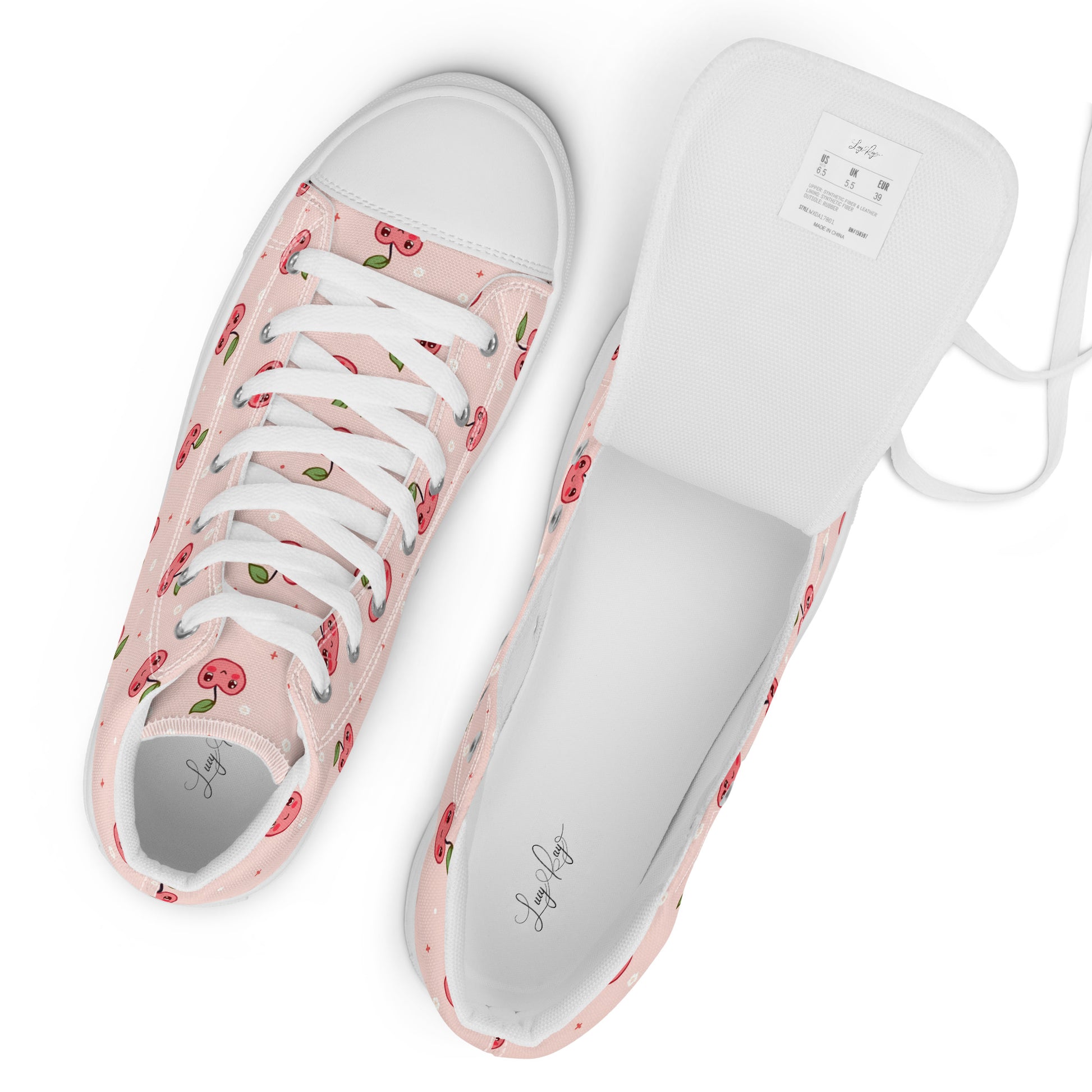 Pink Cherry Pop High Top Canvas Shoes - LucyKay store