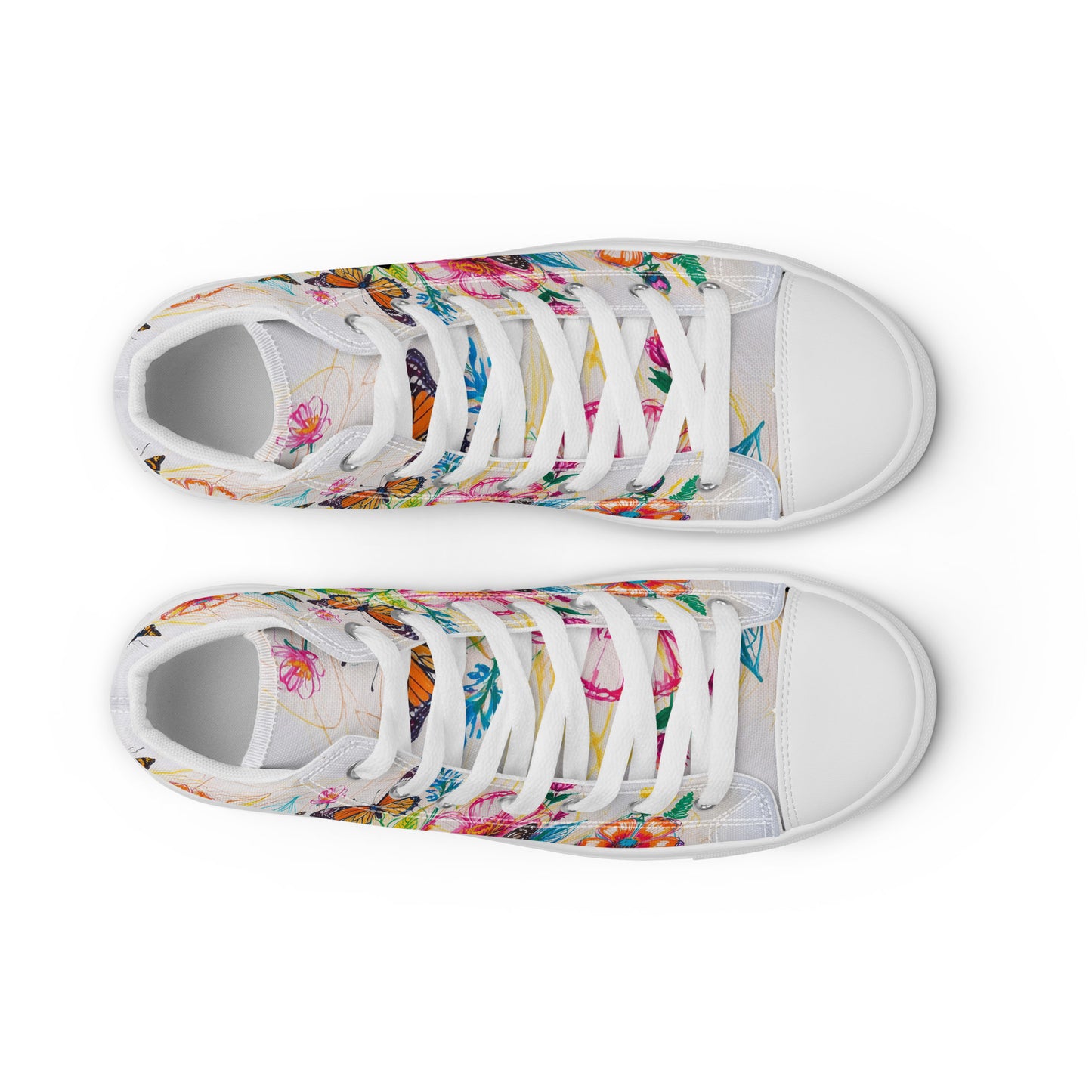 Women's Floral Butterfly High - Top Canvas Sneakers | Colorful Artistic Shoes - LucyKay store