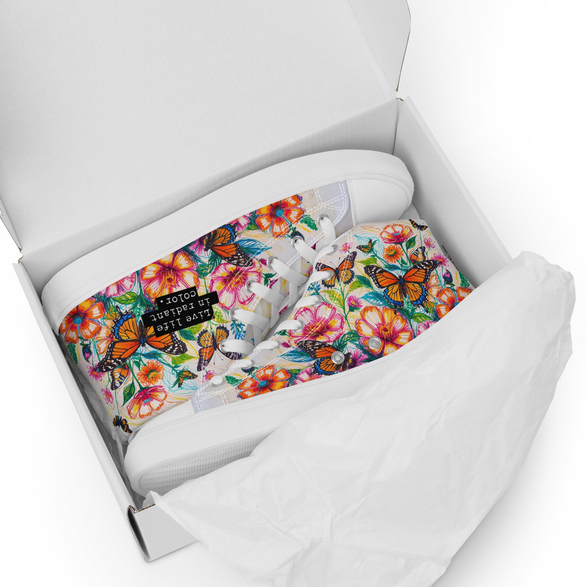 Men's Floral & Butterfly High - Top Canvas Shoes - LucyKay store