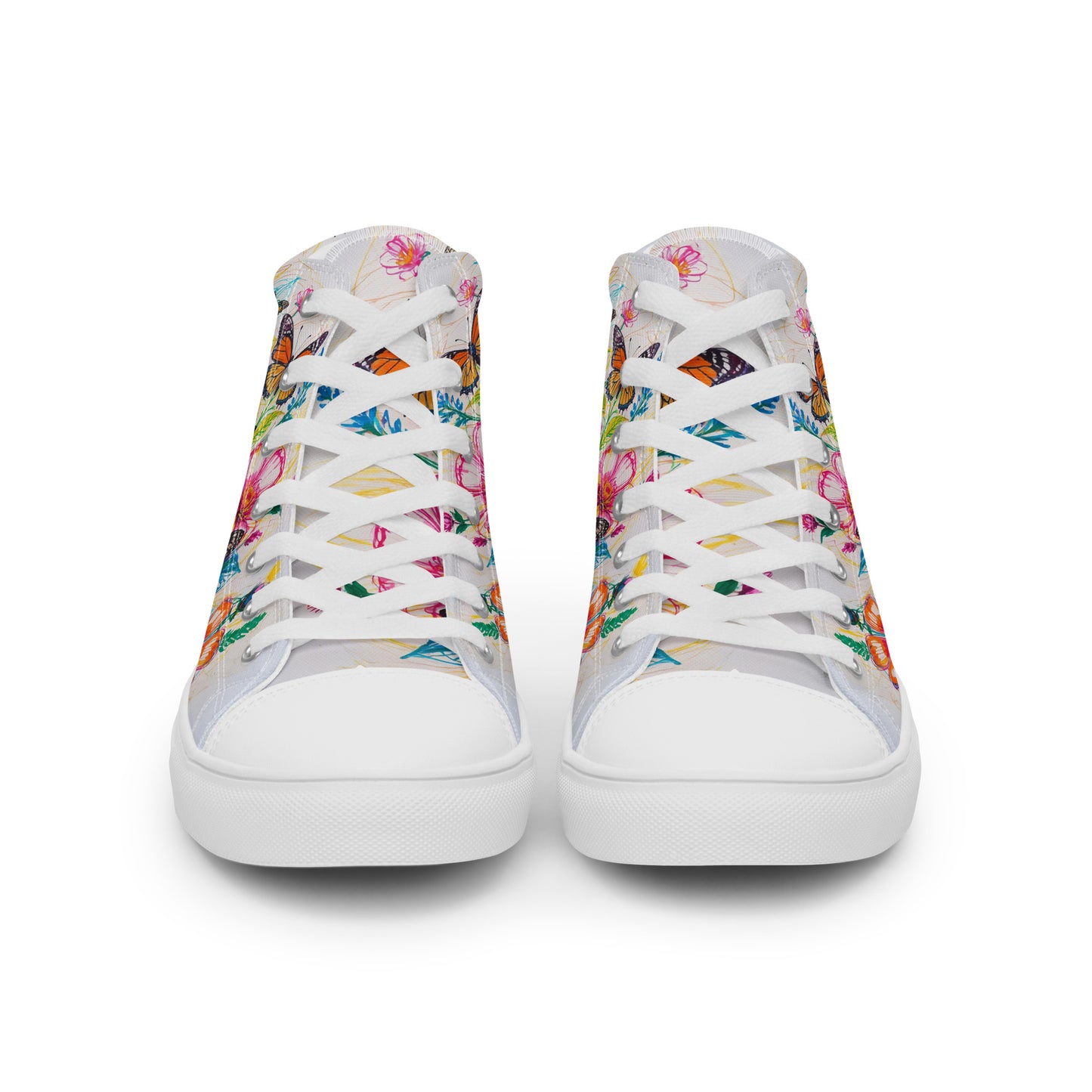 Women's Floral Butterfly High - Top Canvas Sneakers | Colorful Artistic Shoes - LucyKay store
