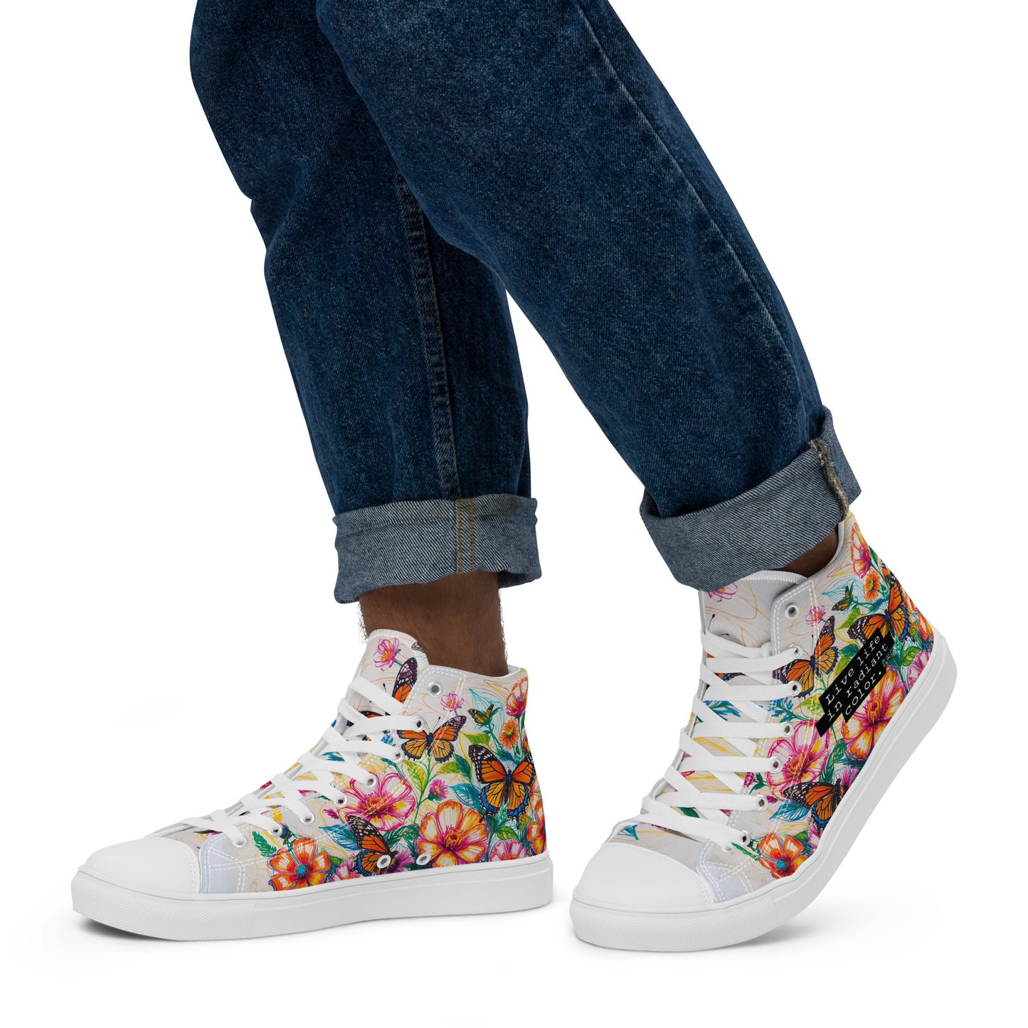 Men's Floral & Butterfly High - Top Canvas Shoes - LucyKay store