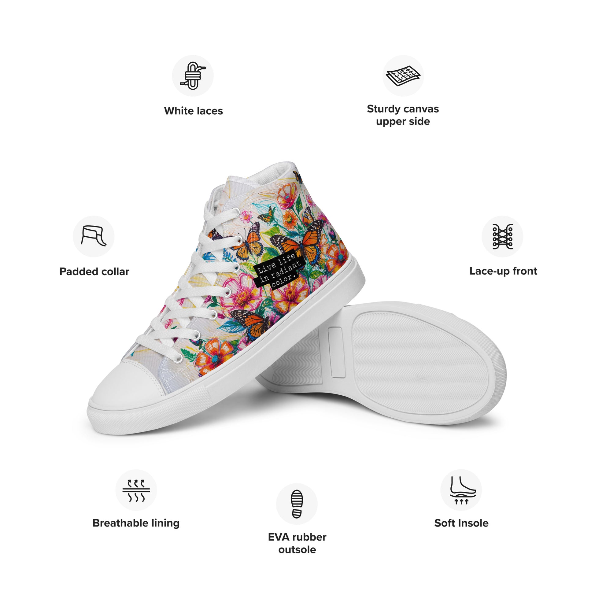 Men's Floral & Butterfly High - Top Canvas Shoes - LucyKay store