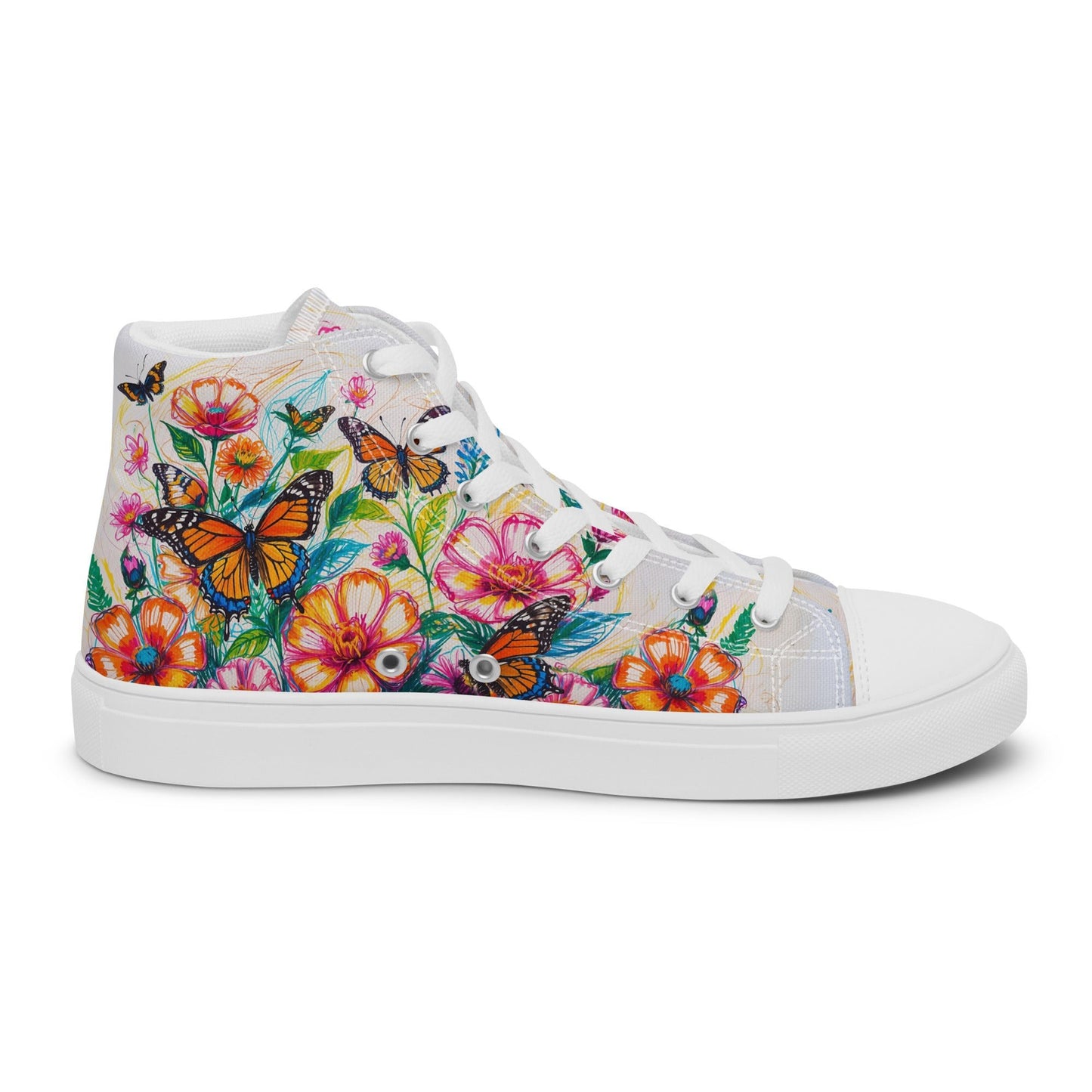 Men's Floral & Butterfly High - Top Canvas Shoes - LucyKay store