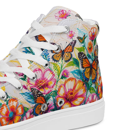 Women's Floral Butterfly High - Top Canvas Sneakers | Colorful Artistic Shoes - LucyKay store