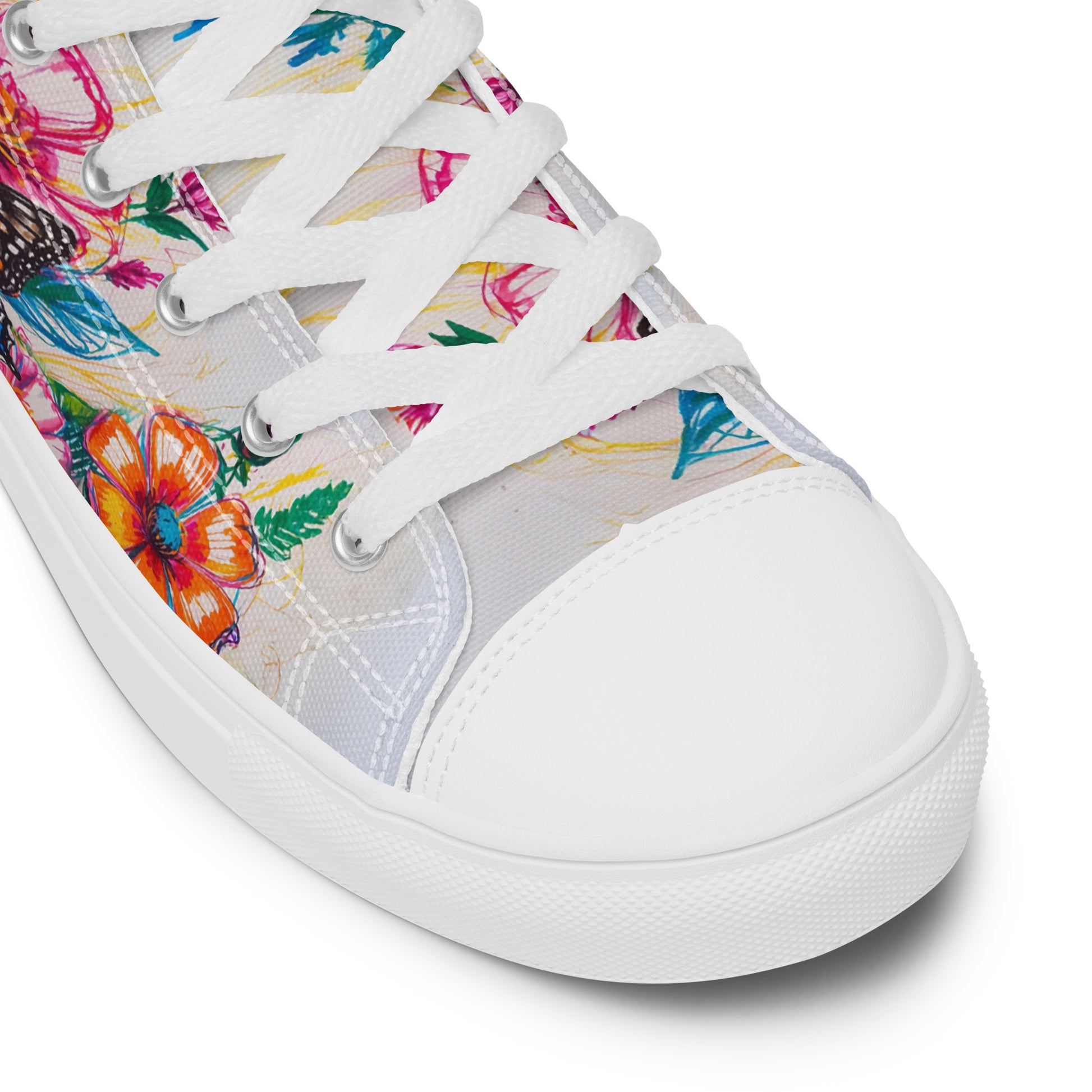 Women's Floral Butterfly High - Top Canvas Sneakers | Colorful Artistic Shoes - LucyKay store