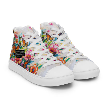 Women's Floral Butterfly High - Top Canvas Sneakers | Colorful Artistic Shoes - LucyKay store
