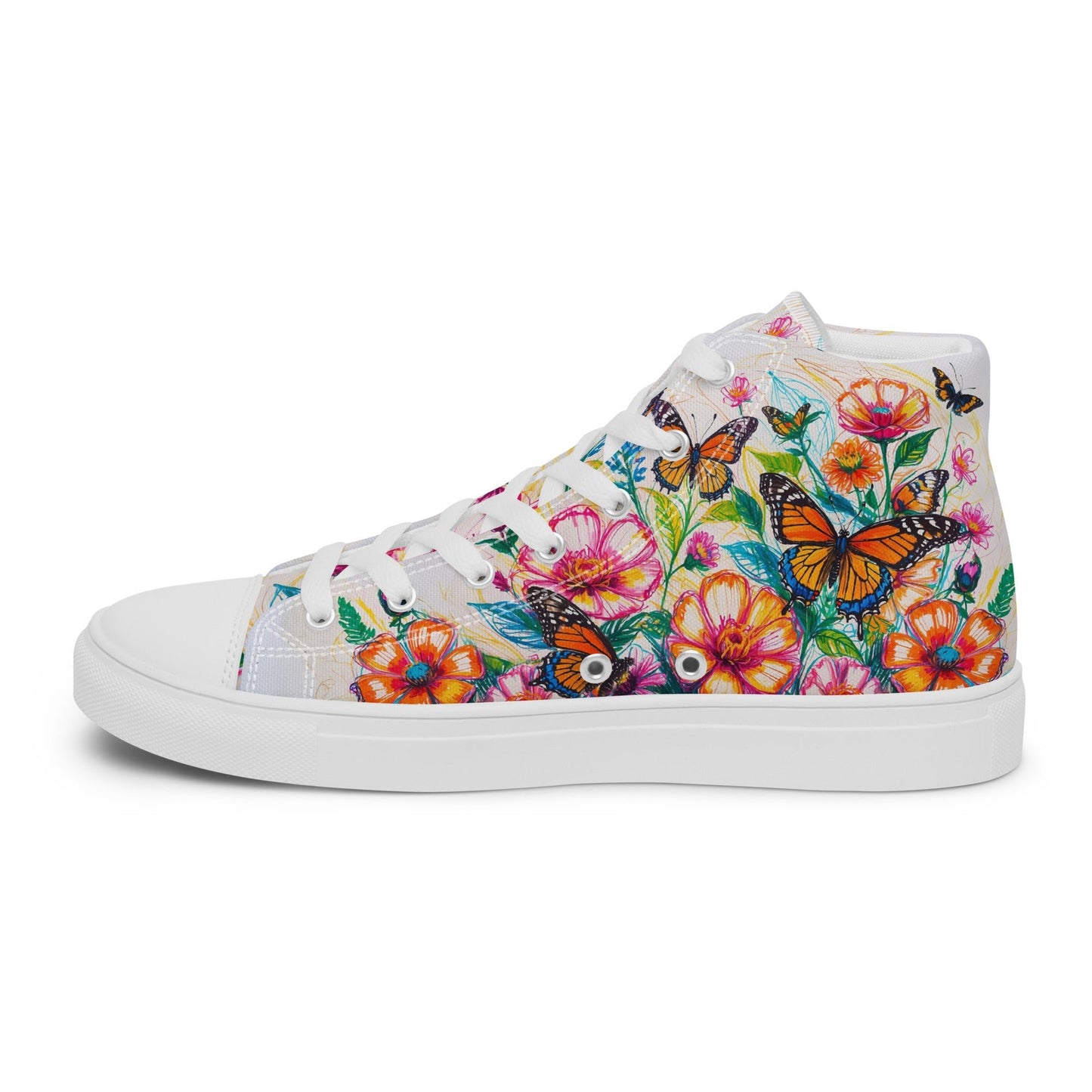 Men's Floral & Butterfly High - Top Canvas Shoes - LucyKay store