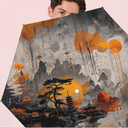 Artistic Asian Landscape Umbrella - Semi - Automatic Foldable - LucyKay store