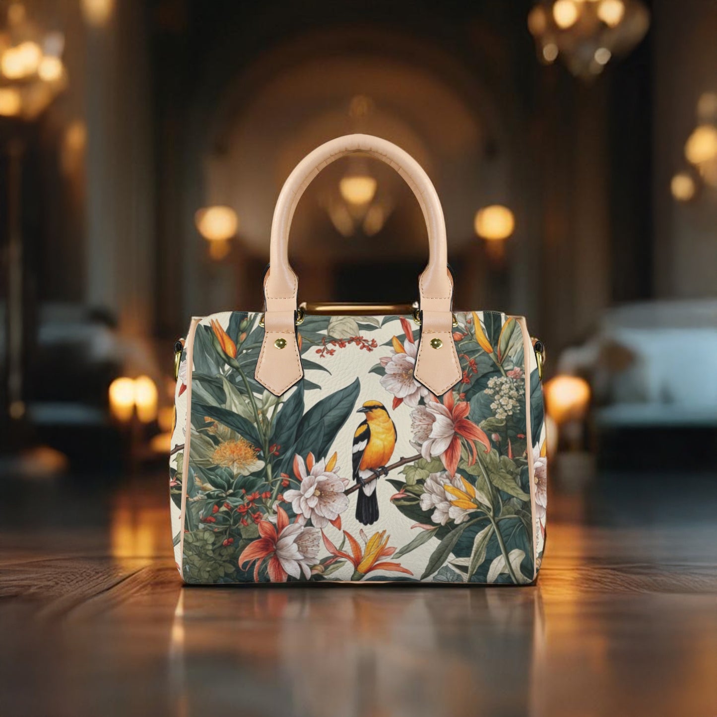 Tropical Bird & Botanical Print Satchel Handbag - LucyKay store