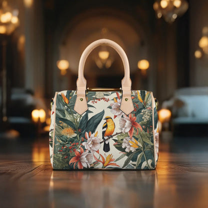 Tropical Bird & Botanical Print Satchel Handbag - LucyKay store