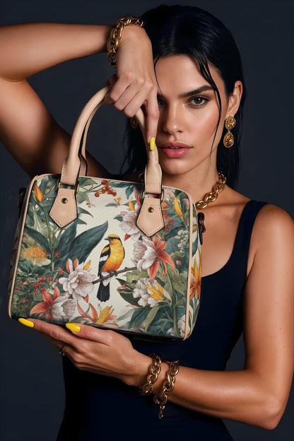 Tropical Bird & Botanical Print Satchel Handbag - LucyKay store