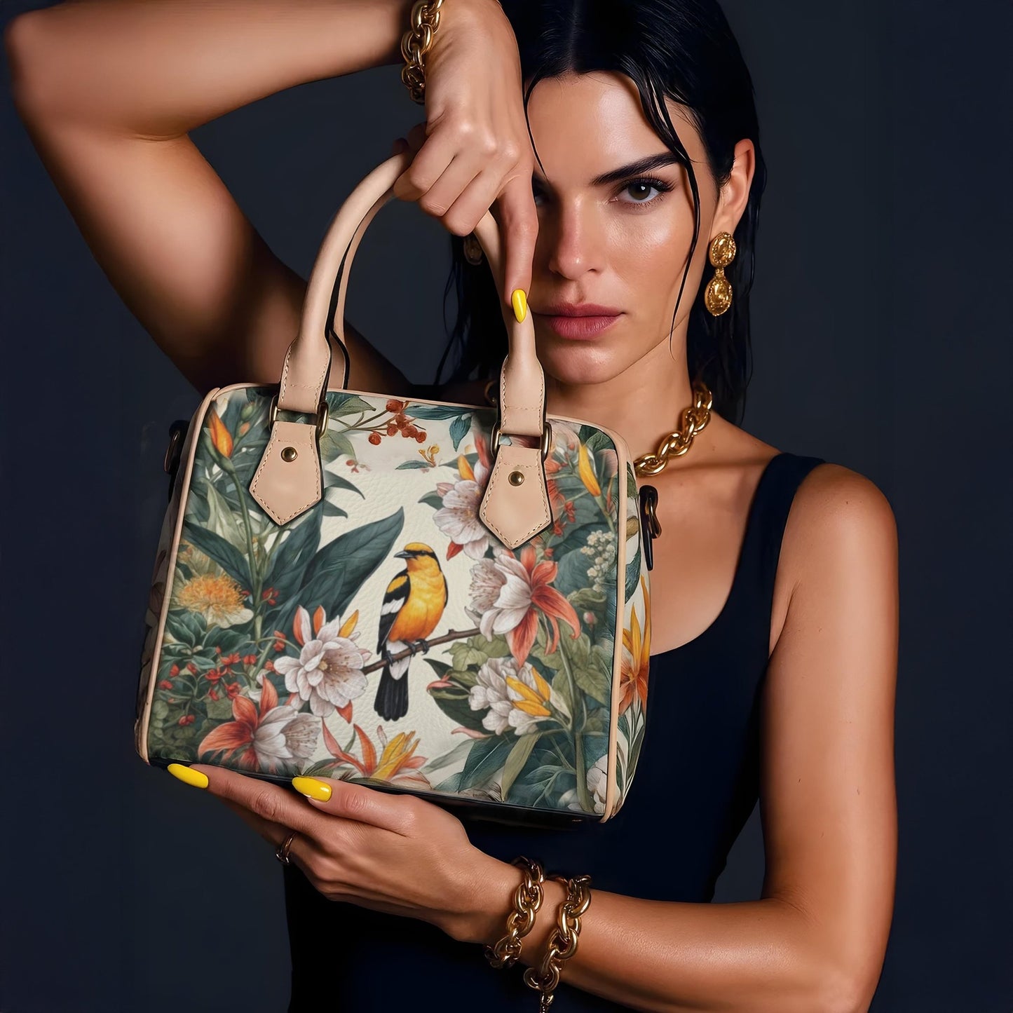 Tropical Bird & Botanical Print Satchel Handbag - LucyKay store