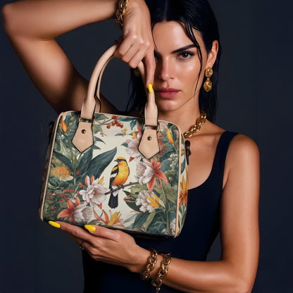 Tropical Bird & Botanical Print Satchel Handbag - LucyKay store
