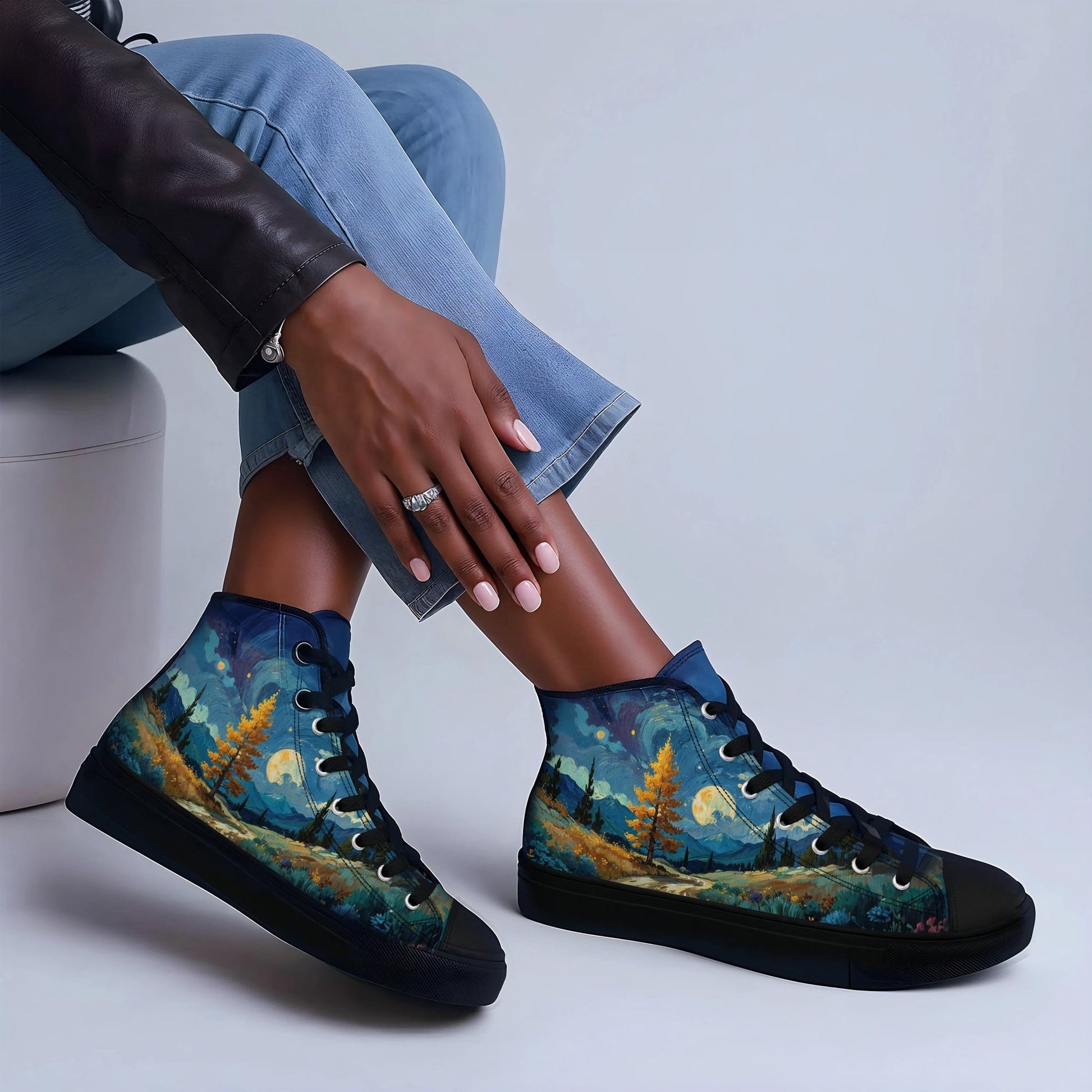 Unisex high top canvas shoes - Lanscape painting - LucyKay store