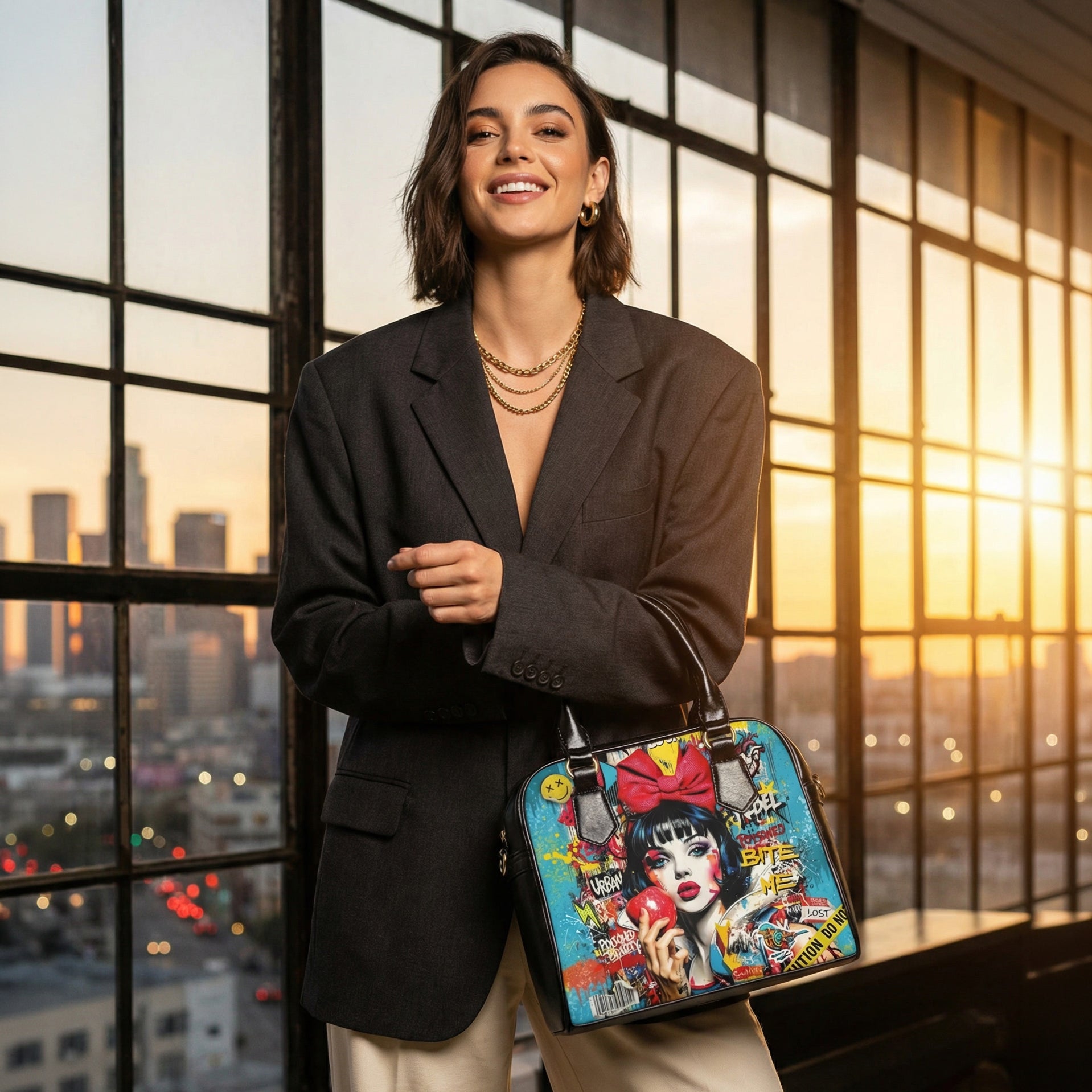 Pop Art 'Bite Me' Satchel Handbag | Urban Snow White Graphic - LucyKay store