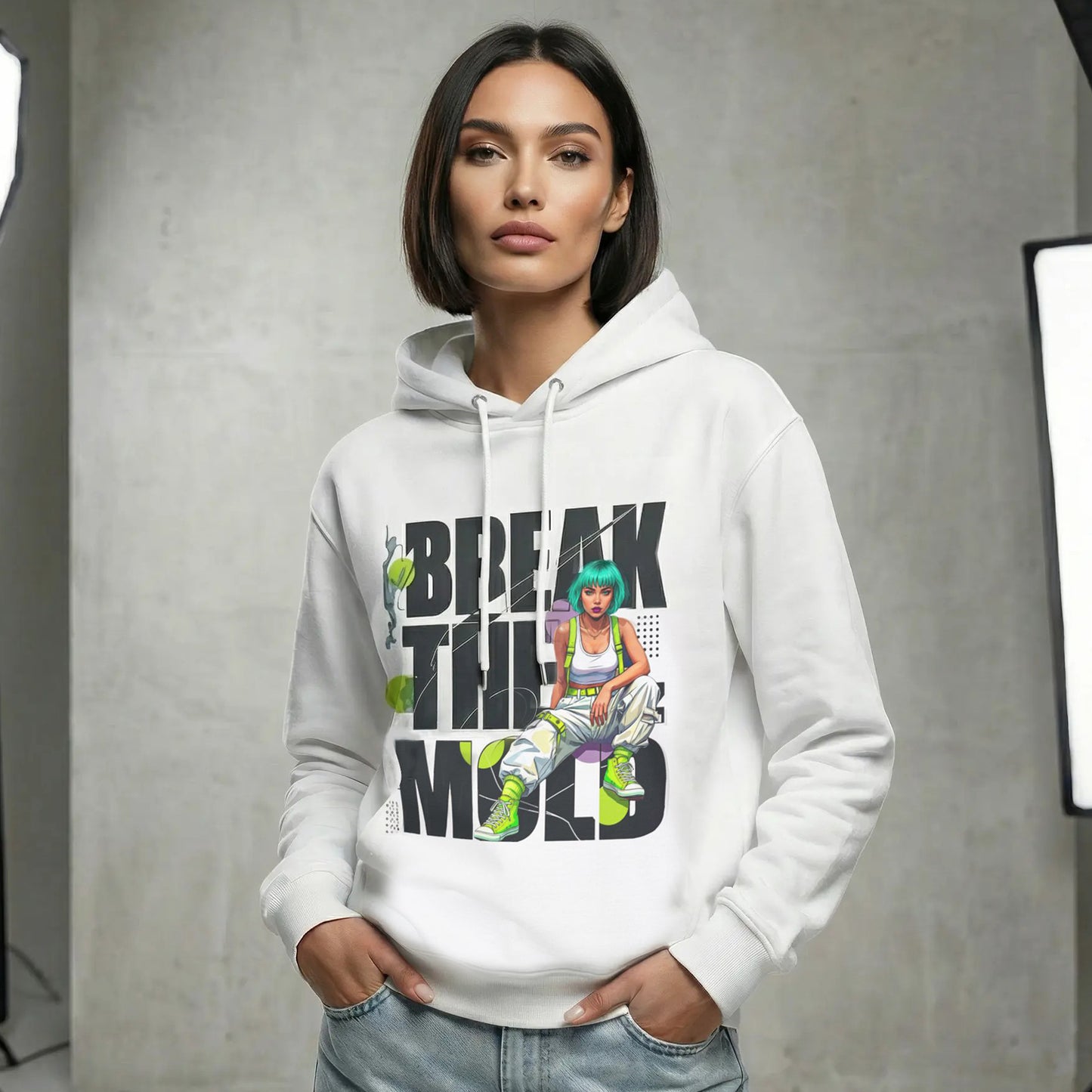 Break The Mold Hoodie | Bold Typography, Neon Accent - LucyKay store